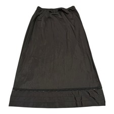 Vintage Lorraine Black Nylon Half Slip Small Made in USA Lace Hem Side Slit