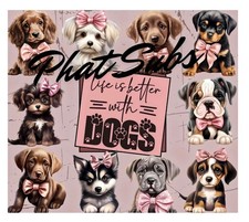 20oz Sublimation Tumbler Wrap Life With Dogs Ready To Press Heat Transfer