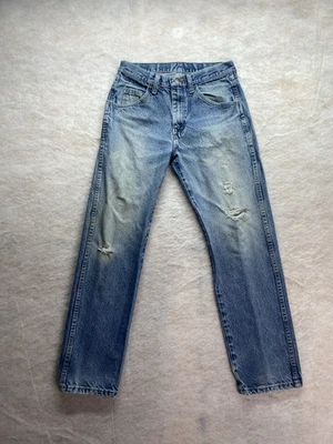 Rustler Mens size 30x30 stone wash distressed straight leg denim blue jeans - Image 1 of 4
