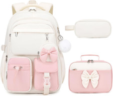 4PCS Girls Backpack for School, Kids Backpack for Girls with Lunch Box and Penci