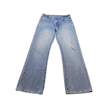 FlyPaper Men’s Straight Jeans Size 32x32 Blue Distressed Denim 5-Pocket EUC