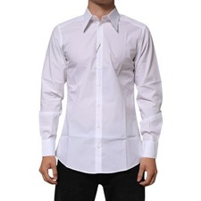 DOLCE & GABBANA Shirt White Cotton Slim Fit Dress Formal Men 40/US15.75/M $750