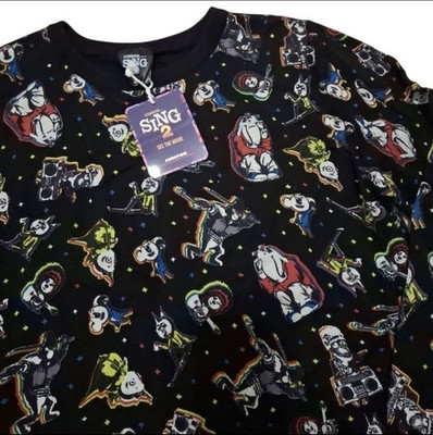 Sing 2 The Movie Adult Large Pullover Sweater Johnny Moon Characters Print RARE
