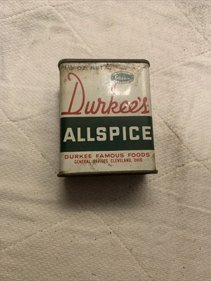 Durkee's Allspice Spice Metal Display Container Empty Vintage