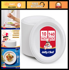 10" Heavy Duty Disposable Paper Plates - 140 Pack, Soak Proof, Cut Proof, Microw