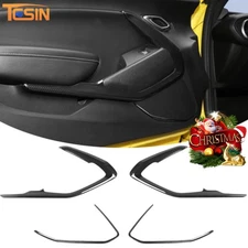 Interior Door Decor Cover Trim Strip Overlay for Chevy Camaro 16-24 Carbon Fiber