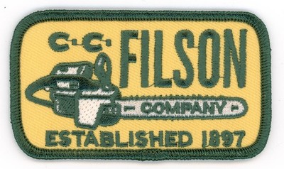 Filson Retro Chainsaw Patch   Vintage Logging & Outdoor Embroidered Iron/Sew On