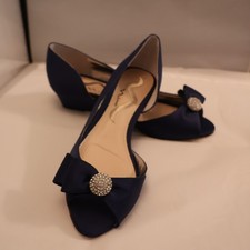 Nina Ronelle Blue and Rhinestone Dressy Wedge Shoe   6M   NIB