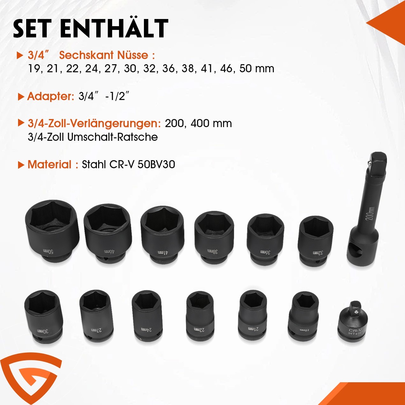 34 LKW Knotenkasten Nusskasten Steckschlüssel Satz 19-50mm Teleskopratsche DE