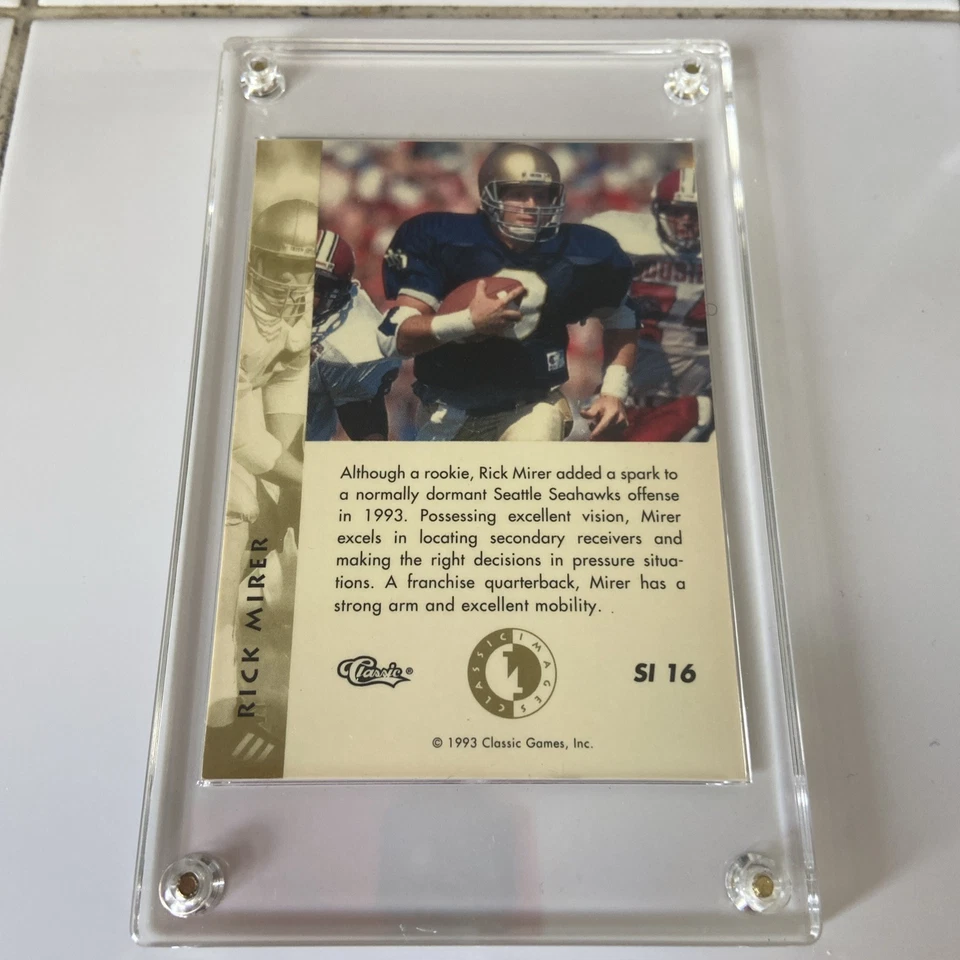 1993 CLASSIC SUDDEN IMPACT RICK MIRER #SI 16 SEATTLE SEAHAWKS ROOKIE CARD Irish - Image 2 of 2