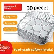 30pcs Air Fryer Aluminum Foil Pan Food Containers Square Oven BBQ Tray Baking