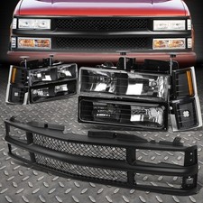 FARO CARCASA NEGRO + PARACHOQUES + LUZ DE ESQUINA + REJILLA DELANTERA PARA 94-02 CHEVY C10 C/K