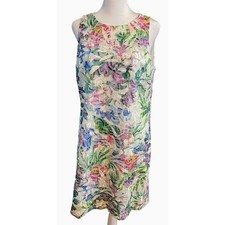 Tahari Arthur S. Levine Shift Dress Womens 8 Multi Excellent Floral Embroidered