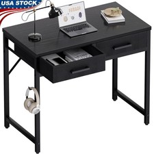Compact Computer Desk W/ 2 Fabric Drawers Small Spaces Home Office Study New
