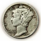 1919-D 10c Mercury Silver Dime VF+ Very Fine Winged Liberty Denver Mint Coin