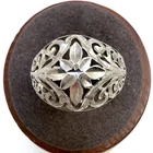 VTG Sterling Silver 925 Filigree Scroll Dome Tapered Band Ring Size 7.5