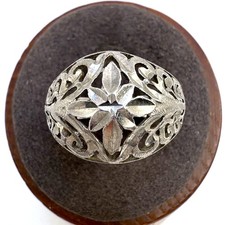 VTG Sterling Silver 925 Filigree Scroll Dome Tapered Band Ring Size 7.5