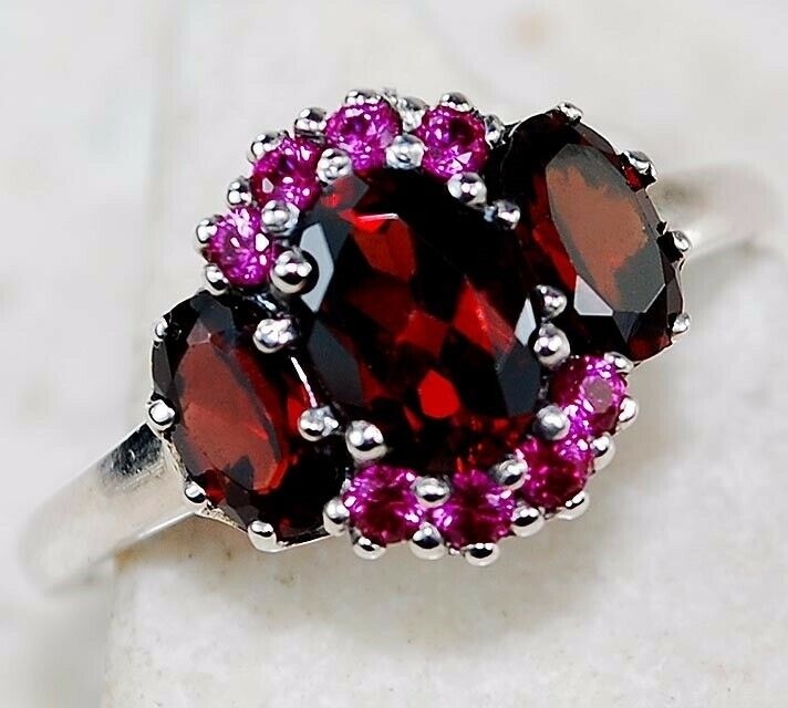 2CT Fire Garnet 925 Sterling Silver Filigree Ring Sz 6 F6-3