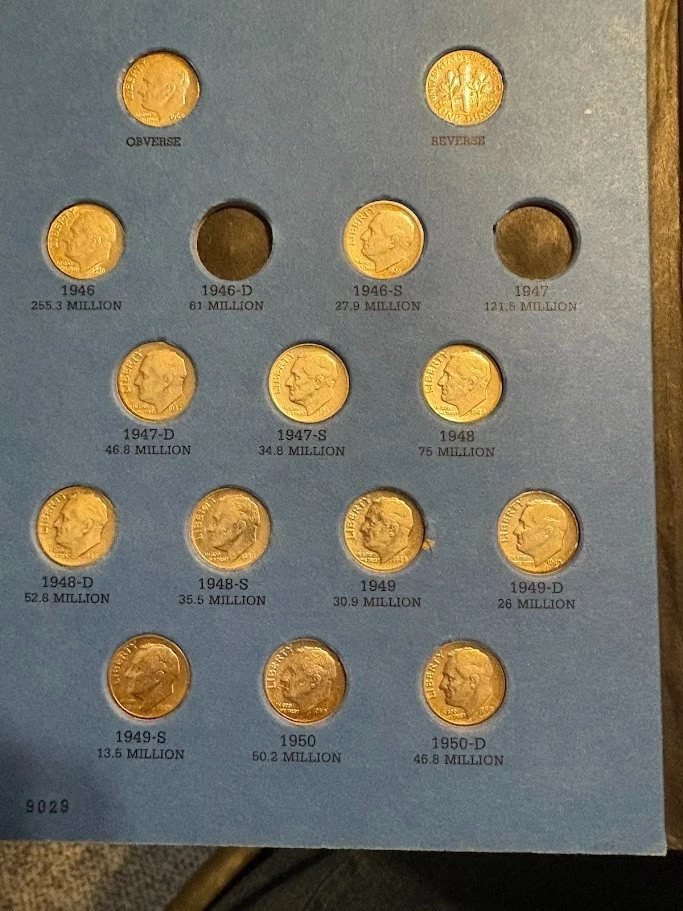 1946–1964 Roosevelt Dime Set – Missing 1946-D & 1947 – Near Complete - Image 2 of 4