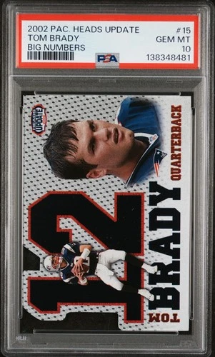 2002 Pacific Heads Update Big Numbers #15 Tom Brady Big Numbers PSA 10