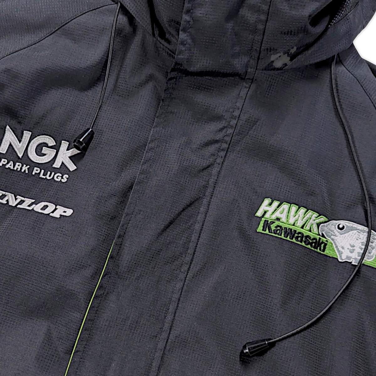 Kawasaki Hawk Vintage Y2K Motorcycle Rain Jacket Waterproof – Size