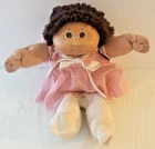 Vintage CABBAGE PATCH KID Doll-Coleco 1982 Brown Hair Eyes Pink Dress