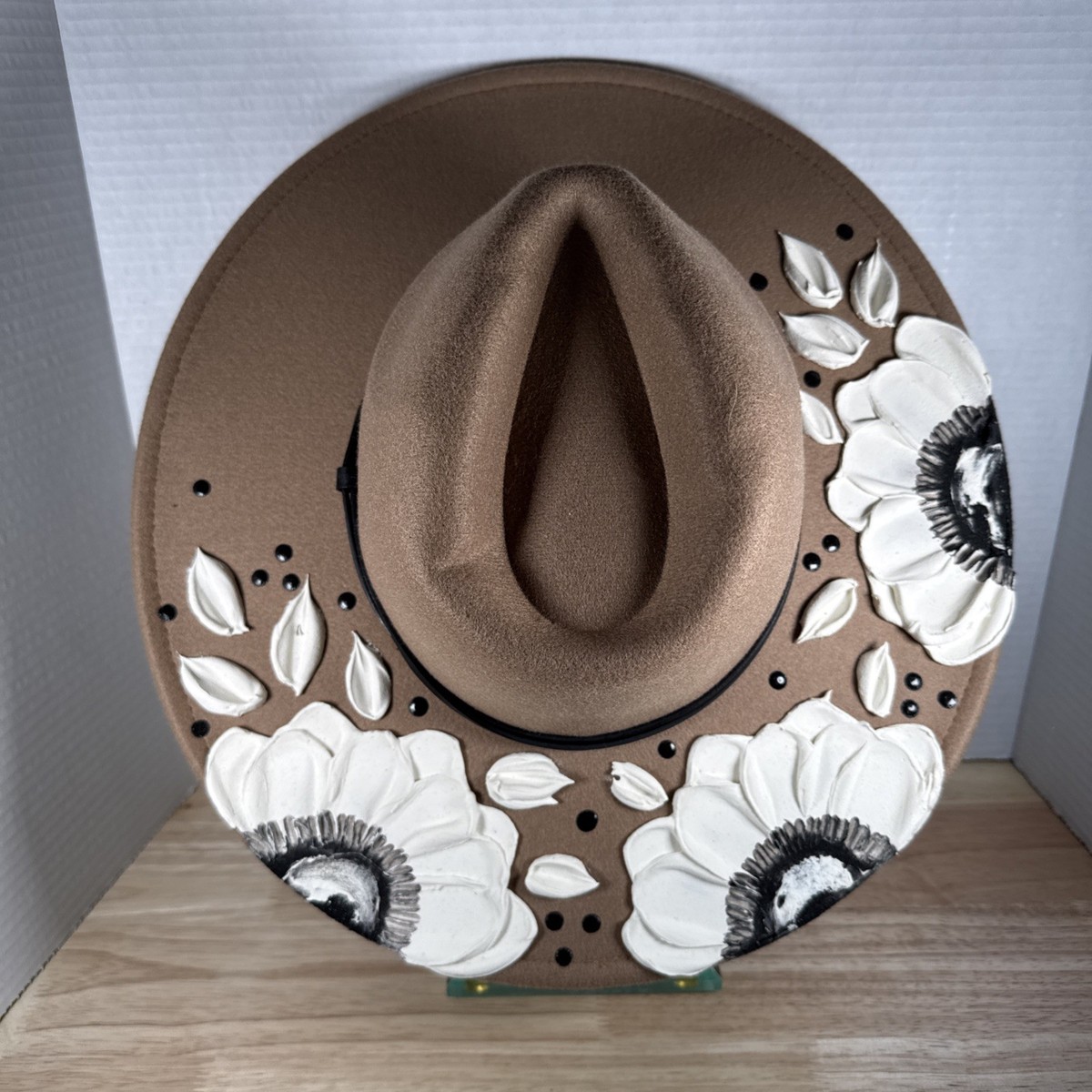Custom Painted Suede Cowboy Hat from Beyond the Canvas by Yaya