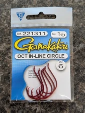 Gamakatsu Octopus Circle Hooks Inline-Point - Red - Size 1/0 - Bait Hooks