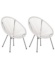 Beliani - Lot de 2 Fauteuils Spaghetti - Acapulco - Rotin PE et Acier, Blanc et 