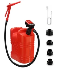 Gasoline Transfer Siphon Hand Pump for Liquids with Auto Shut Off Nozzle and Lon