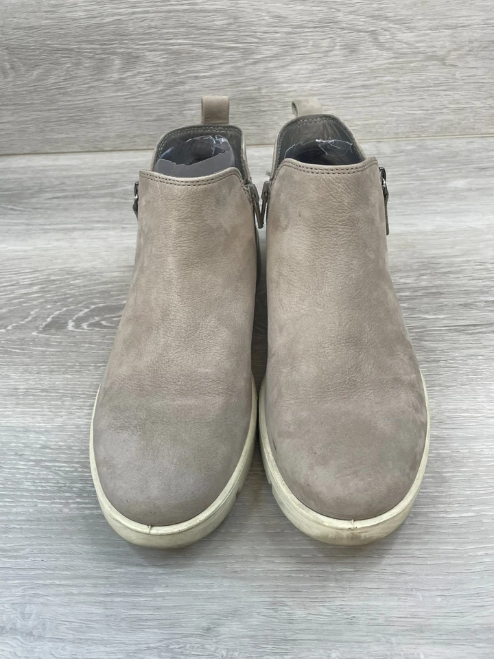 ECCO Bella Mujer 8 Gris Botín Cuero Bota Tobillo Motociclista Comodidad Cremallera Lateral Plana Foto 2 de 4