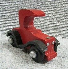Old Style Red Painted Wood Vintage 1980's Handcrafted 7" Toy Automobile FREE S/H