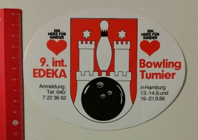 Aufkleber/Sticker: 9. int. EDEKA Bowling Turnier in Hamburg '86 (15031711)