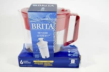 1 Brita Water Filtration System RED Pitcher 6 Cup Capacity ONE FILTER Dented