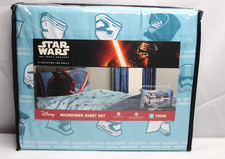 Disney Star Wars Force Awakens Microfiber Sheet Set Blue Twin Size Sheets NWT