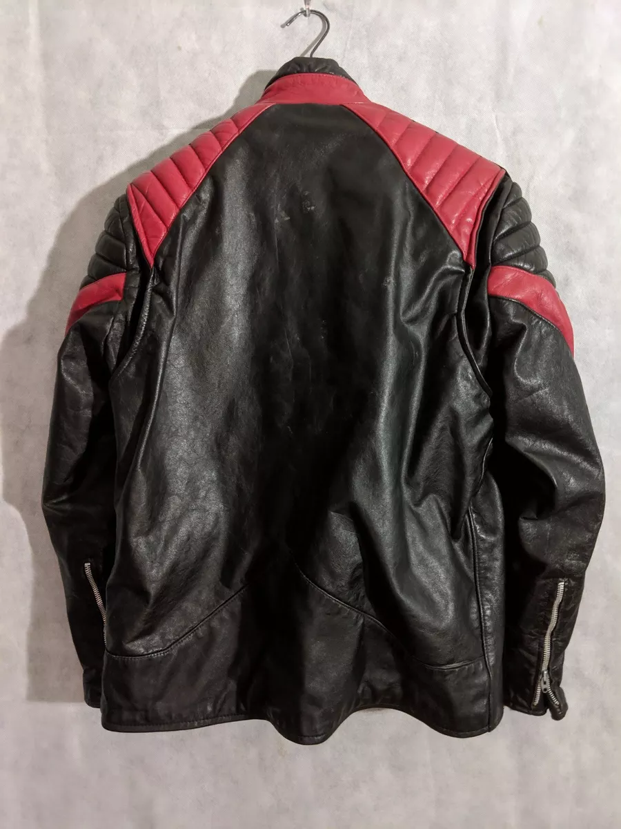 Brimaco Vintage 60s Red & Black Cafe Racer Moto Leather Jacket 44