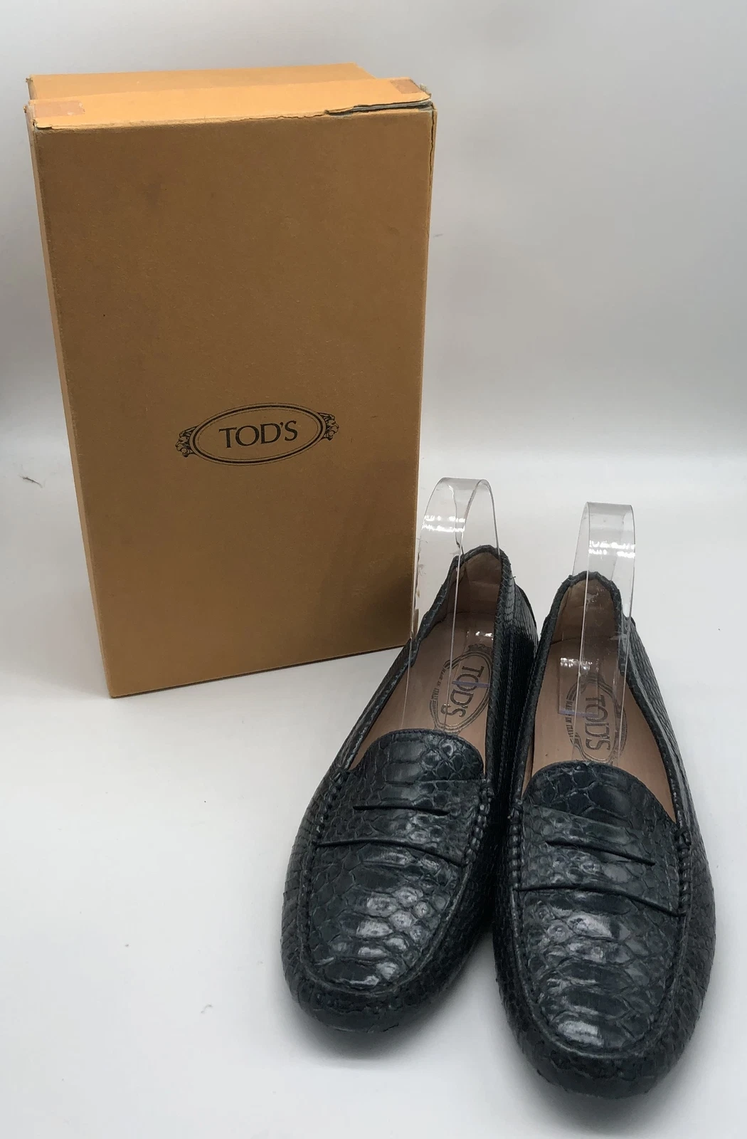 TOD’S Mocassini autista in rilievo serpente blu navy donna taglia 7B