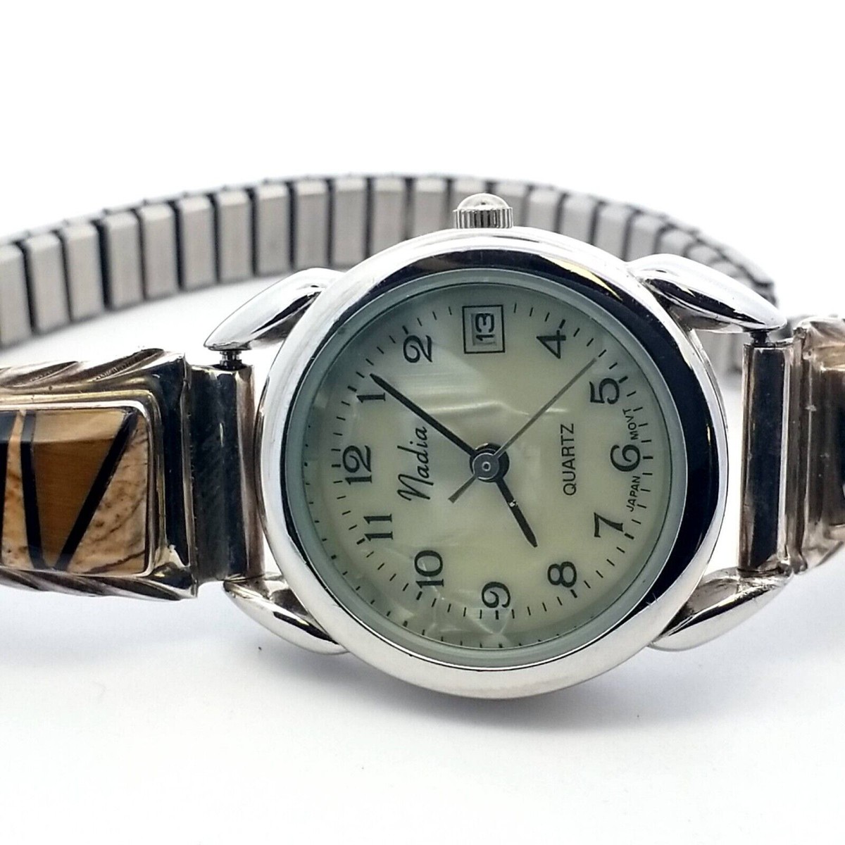 時計 Nadia vintage Indian jewelry Watch Navajo Nadia Watch with Jet, Pipestone, Jasper & Onyx Watch, 25