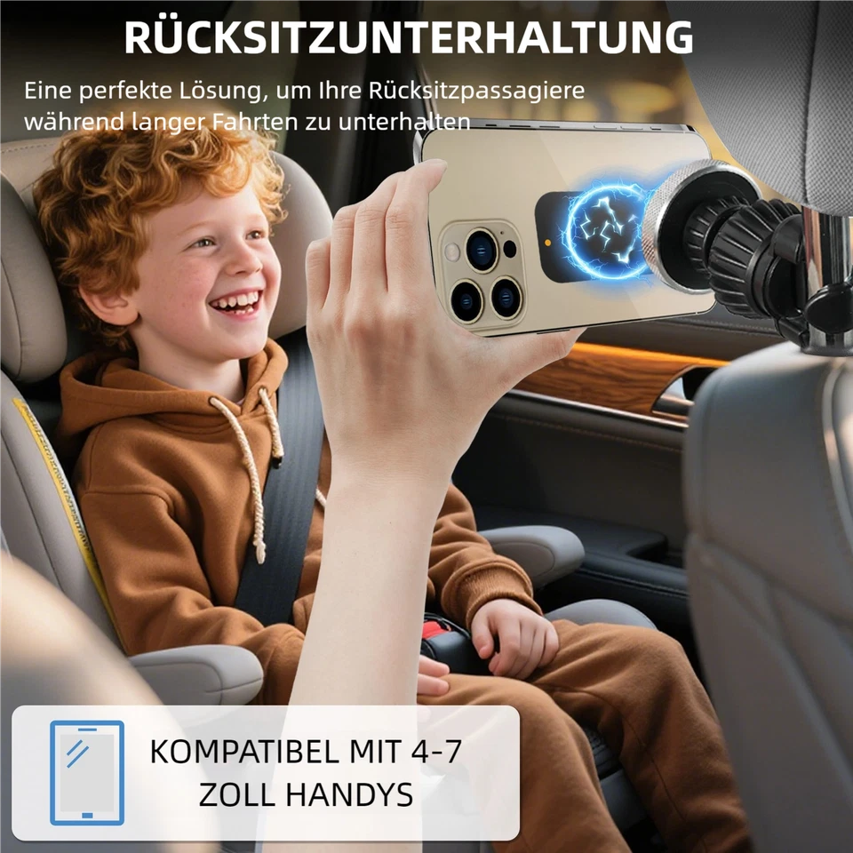 Auto MAGNETISCH Kopfstütze Rücksitz iPad Handyhalterung Tablet Halter Halterung - Bild 2 von 4