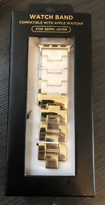 Watch Band for Apple Watch 38mm 40mm Shiny Gold White Resin