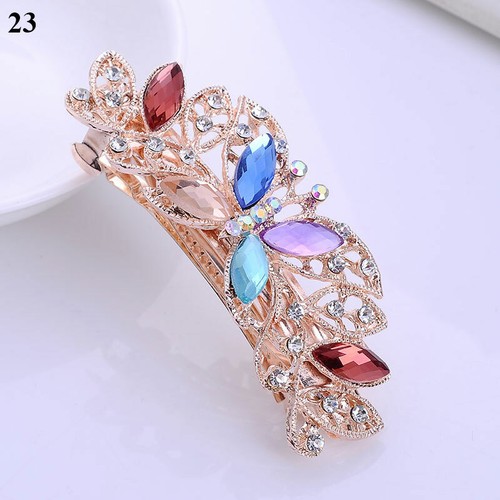 Women Crystal Hair Clips Barrette Rhinestone Flower Hair Pin Clips Headdresser - Picture 12 of 38