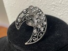 HtF Vintage crescent moon crystal silver tone celestial ring adjustable filigree — photo 4