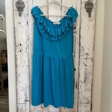 Allison Brittney Sz 2X Woman's Blue Knit Sleeveless Ruffle Summer Sundress Dress