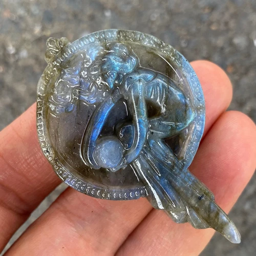 Natural Labradorite Angel Skull Hand Carved Quartz Crystal Reiki Healing 1pc USA - Picture 9 of 12