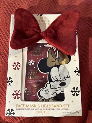 Disney Minnie Mouse Pomegranate Face Mask & Minnie Headband Set NEW