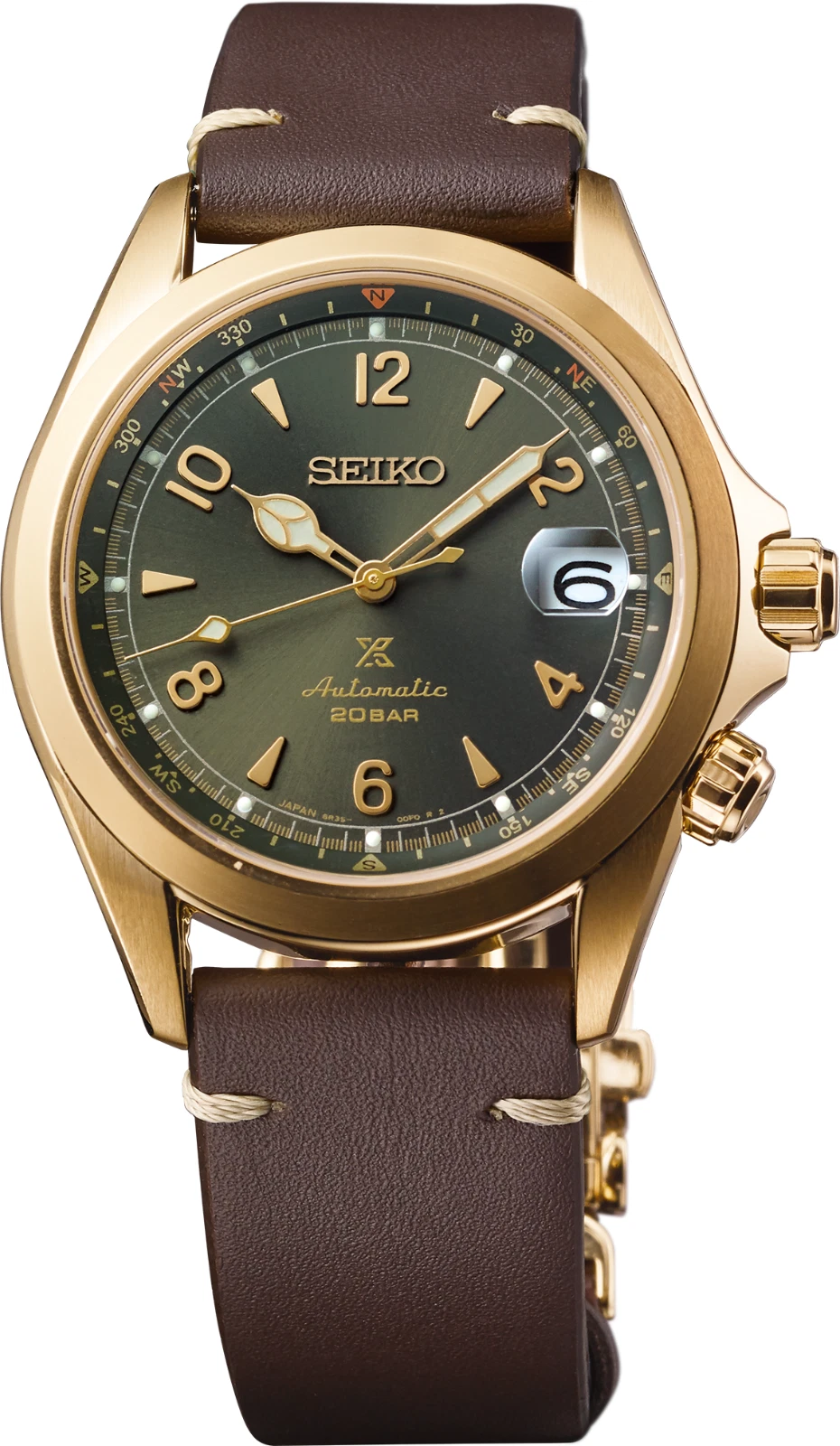 *BRAND NEW* Seiko Prospex Alpinist Green Dial Gold-tone Case Men's Watch SPB210