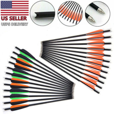 12Pcs 20'' Crossbow Bolts Carbon Look Arrow Archery Half Moon Nock Hunting Season