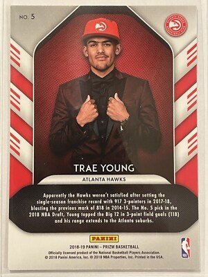 2018-19 Panini Prizm Luck Of The Lottery Trae Young #5 Rookie RC 
