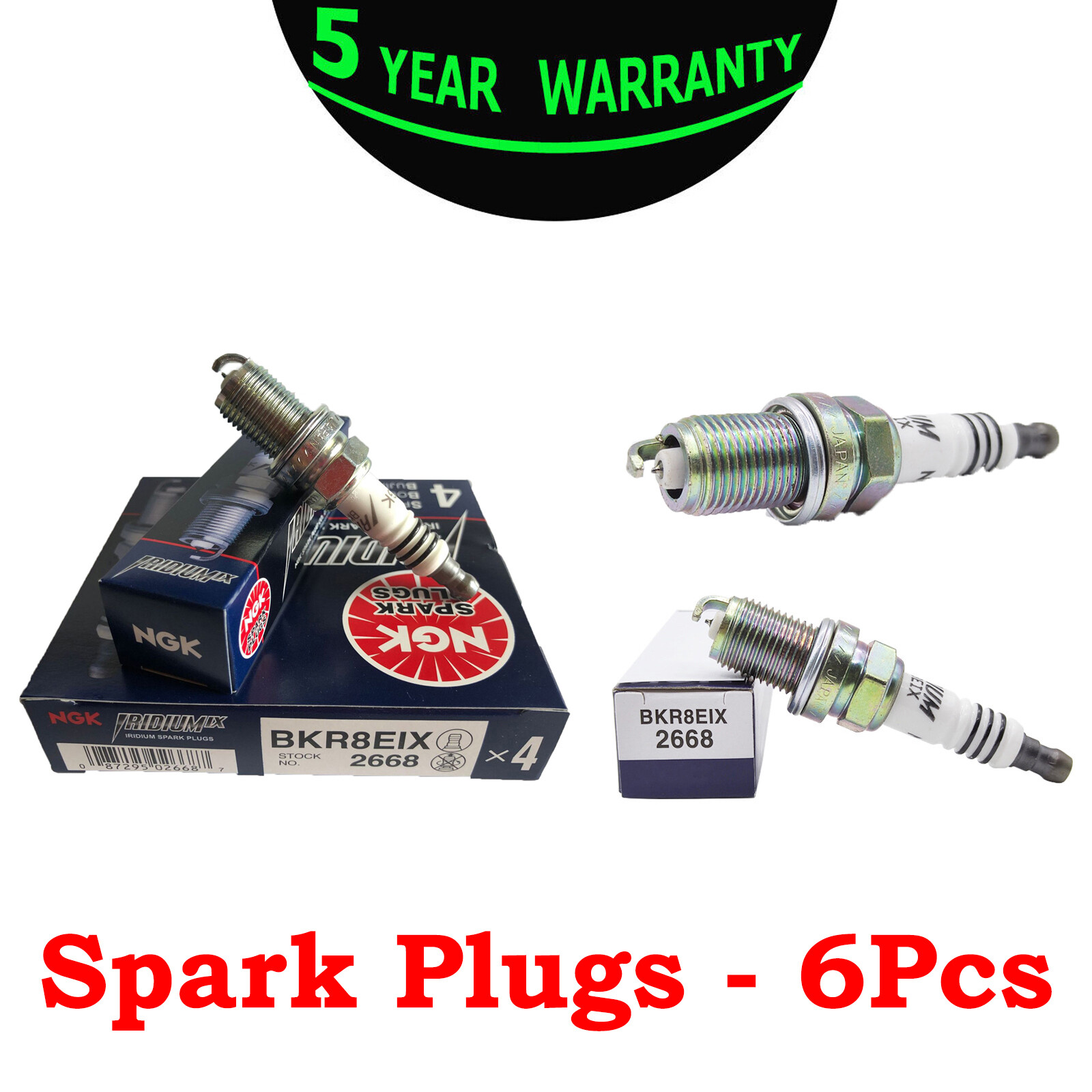 Set of 6 ngk BKR8EIX 2668 Iridium Spark Plugs Racing Colder New US Ship