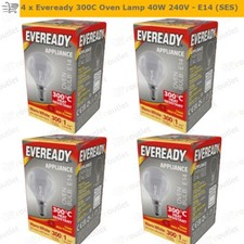 4 x Eveready Oven Cooker Bulb Lamp 300C E14/SES 40W 240V